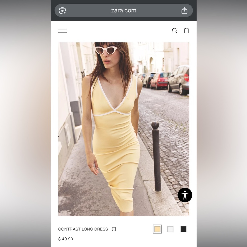 Zara Yellow Contrast Long Dress